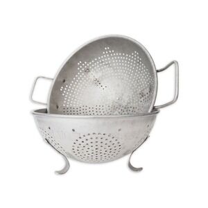 Colander Set 2pc Aluminum Vintage Footed Farmhouse Decor Food Photography Prop